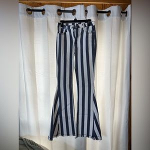 Navy and White striped bell bottoms